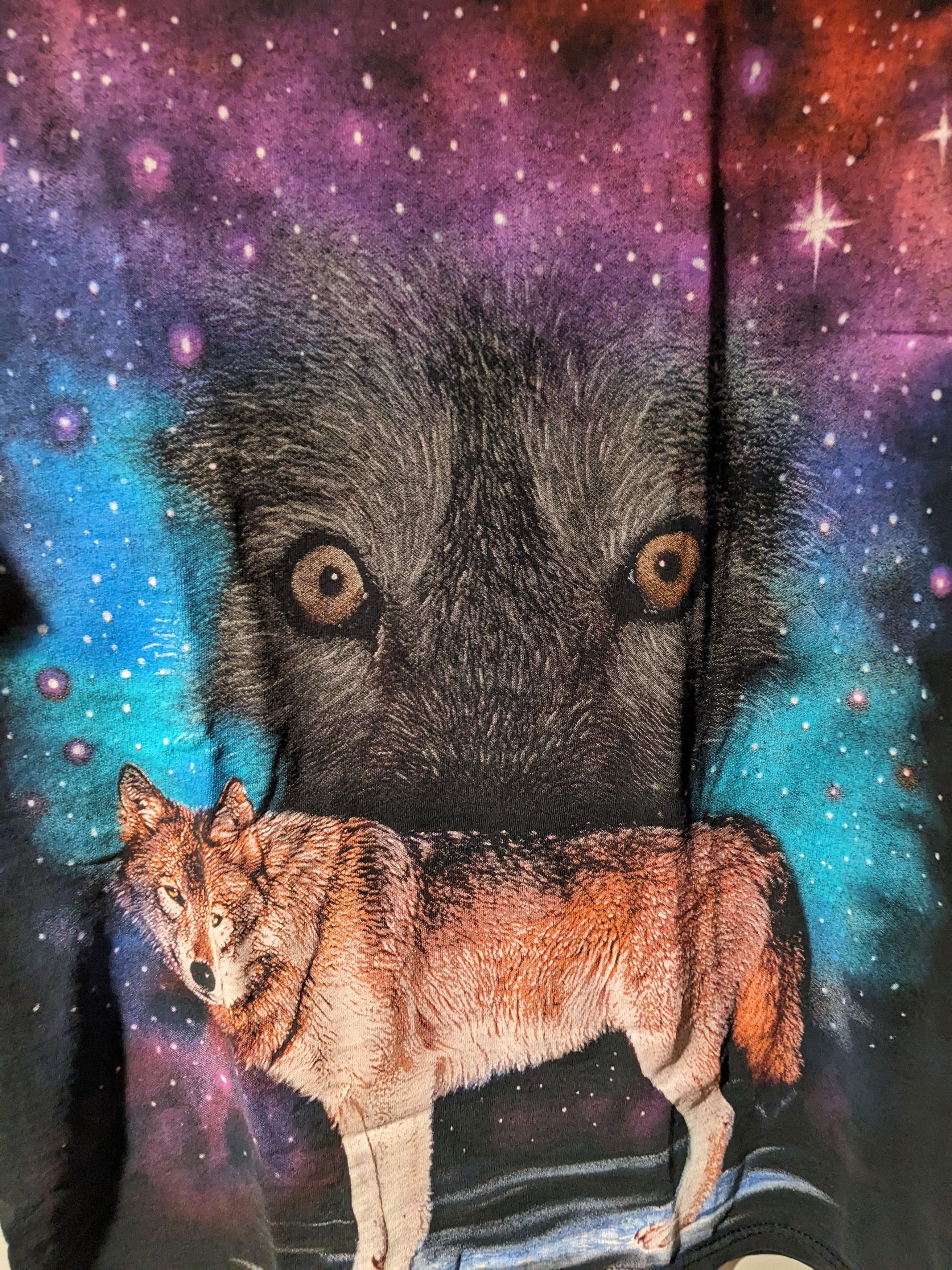 Vintage Vintage 90s Wolf Animal Nature Psychedelic Medium T-Shirt Size US M / EU 48-50 / 2 - 2 Thumbnail