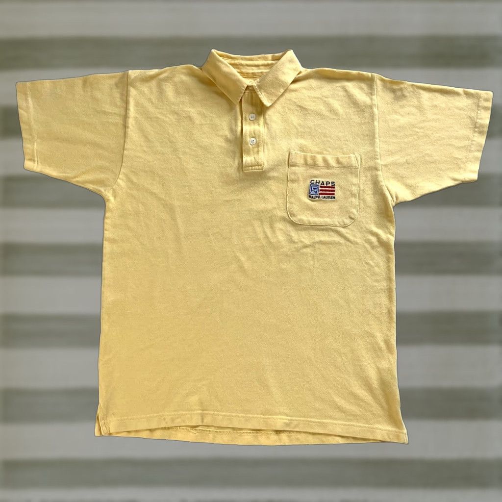 Chaps VINTAGE Chaps Ralph Lauren Polo Shirt Mens L Yellow Embroidered Logo 90s Classic Retro Short Sleeve Collared Polo Shirt Size US L / EU 52-54 / 3 - 1 Thumbnail