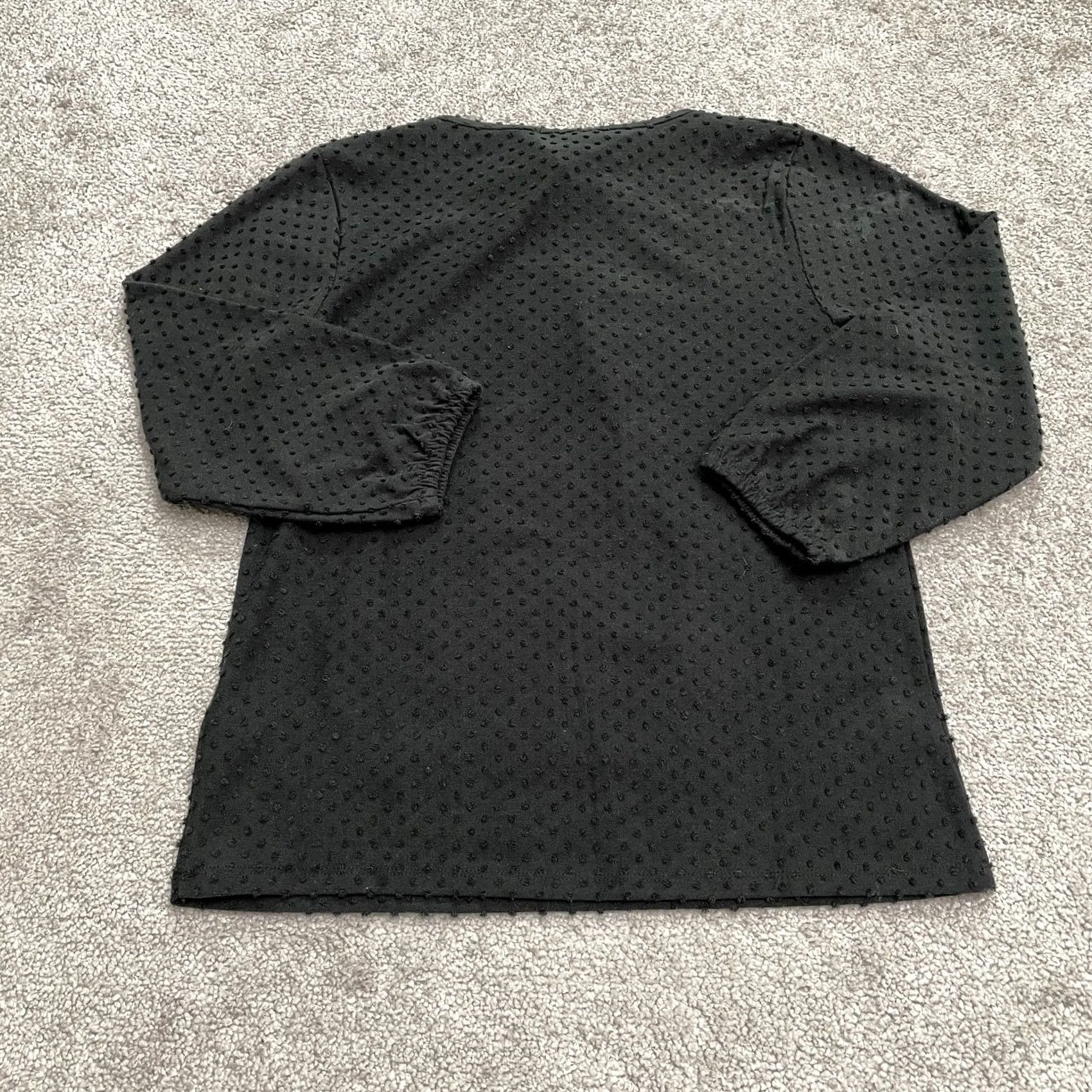 J.Crew J.CREW Blouse Shirt Womens XXS Black Poet Sleeve Pleated Round Neck Tunic Classic Knit Satin? Size XXS / US 00 / IT 34 - 2 Thumbnail