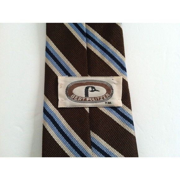 Bert Pulitzer BERT PULITZER MENS BROWN 100%SILK TIE WIDTH: 2 7/8" Size ONE SIZE - 4 Thumbnail
