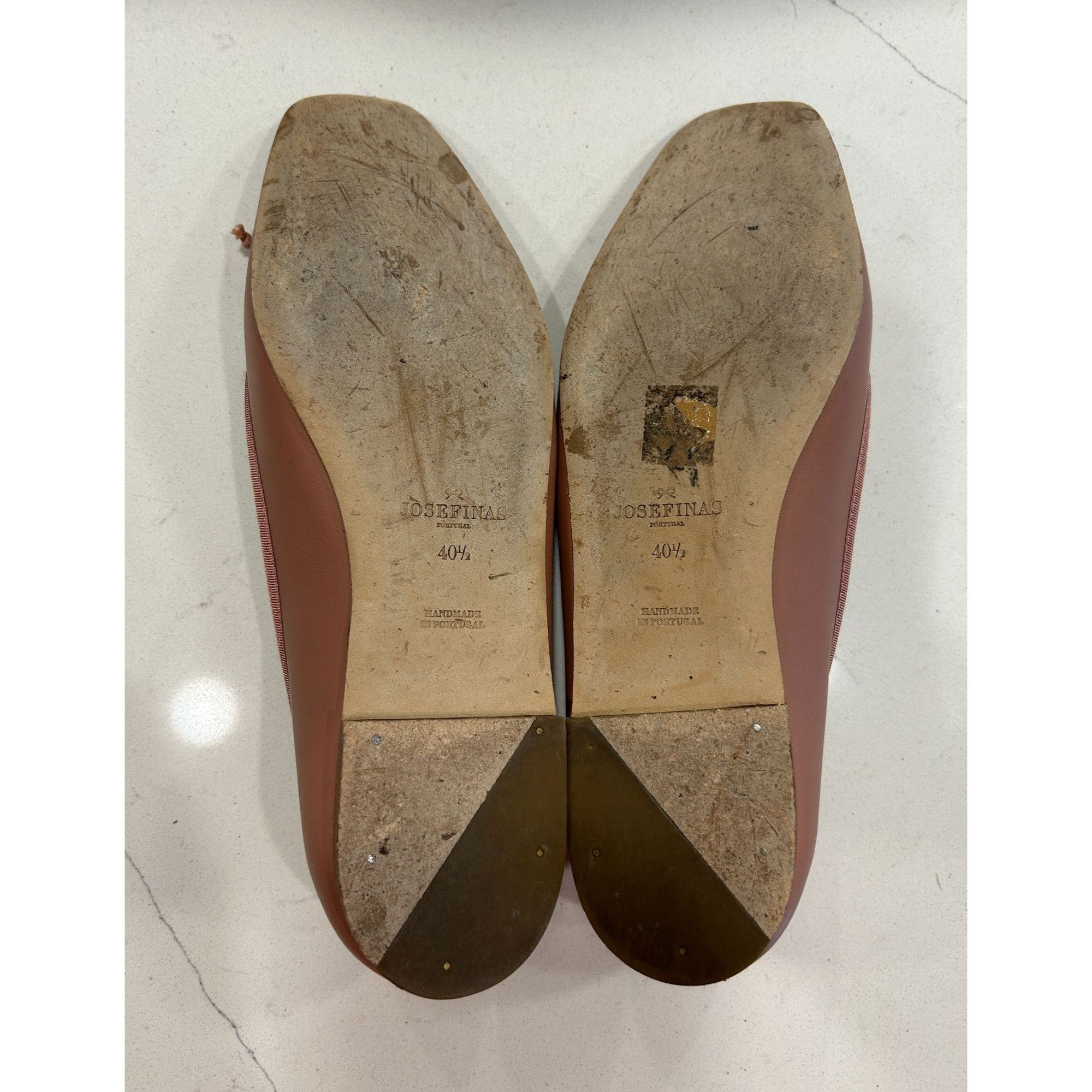 Josefinas Leather Square Toe Flats in Dark Pink Sz EU