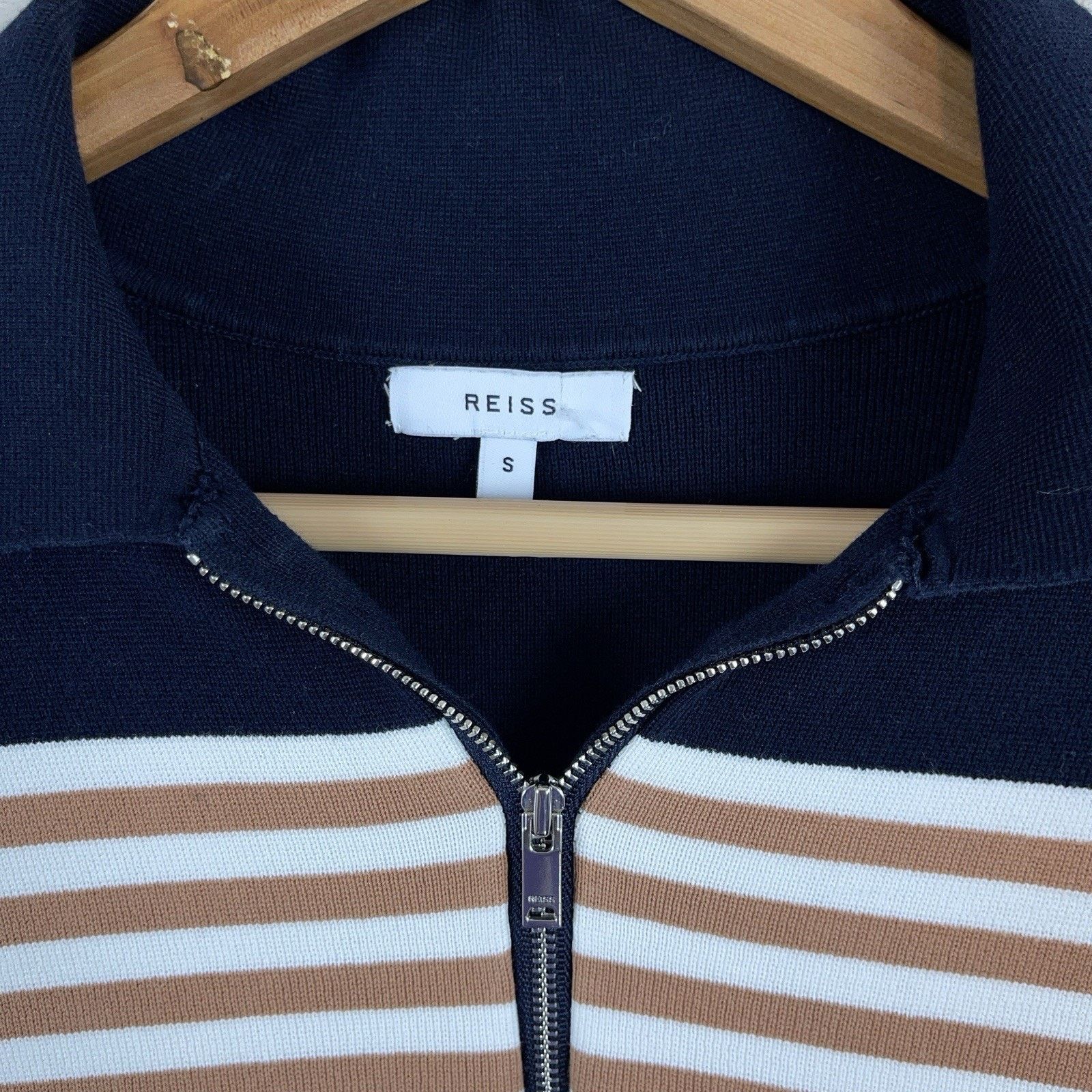 Reiss Reiss Captain Half Zip Stripe Knit Modal Polo Retro Mod Slim Size US S / EU 44-46 / 1 - 3 Thumbnail