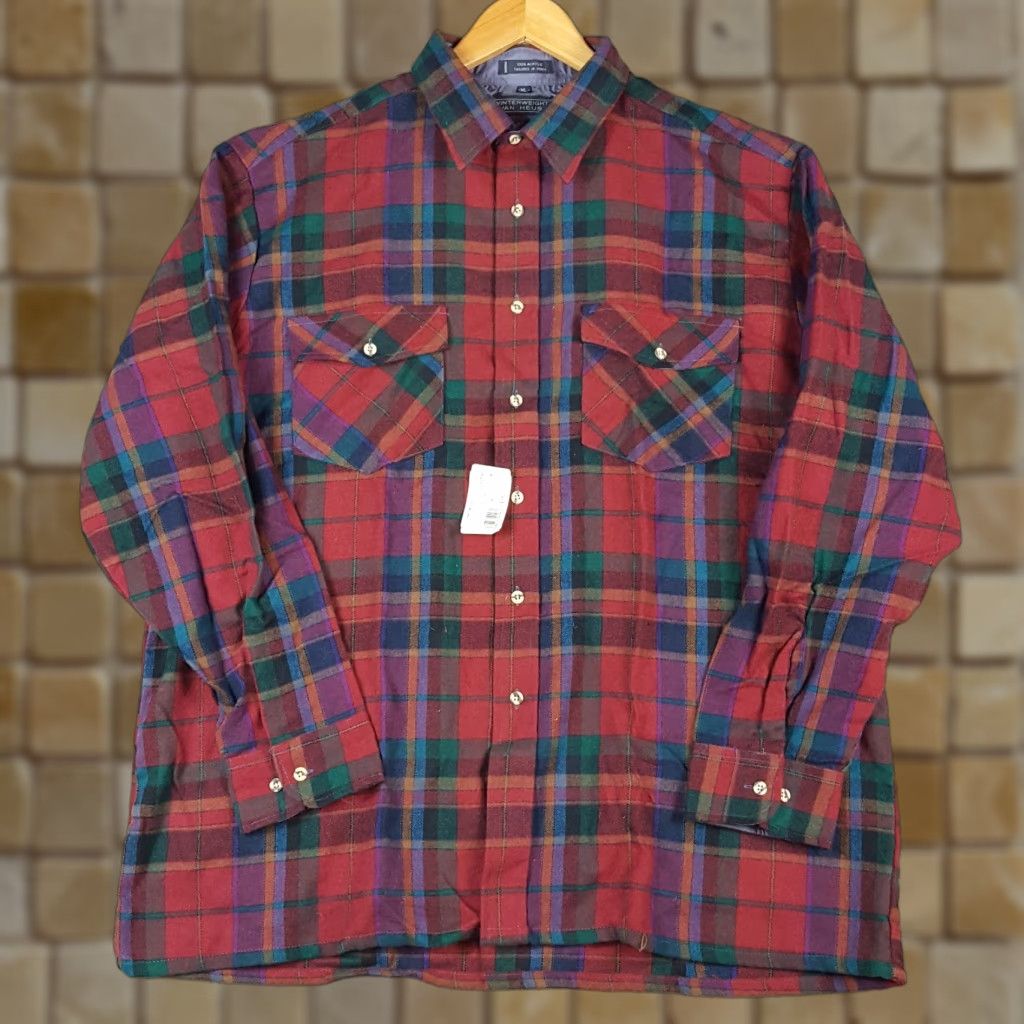Van Heusen VINTAGE Van Heusen 90s Plaid Flannel Button-Up Shirt Men's XL Red Grunge Outdoor Long Sleeve Casual Size US XL / EU 56 / 4 - 1 Thumbnail