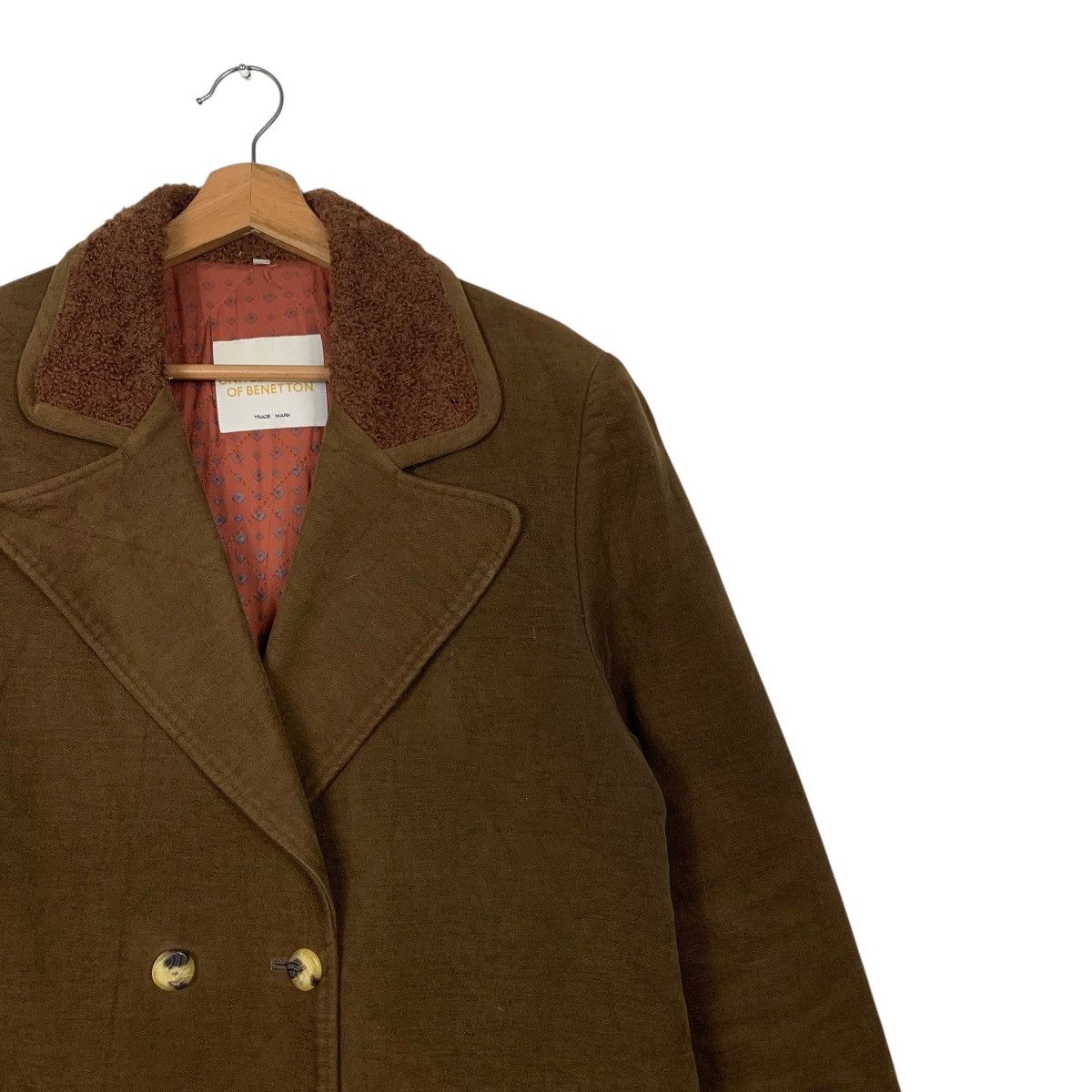 United Colors Of Benetton BENETTON Double Breasted Cotton Overcoat #2571-C116 Size M / US 6-8 / IT 42-44 - 6 Thumbnail