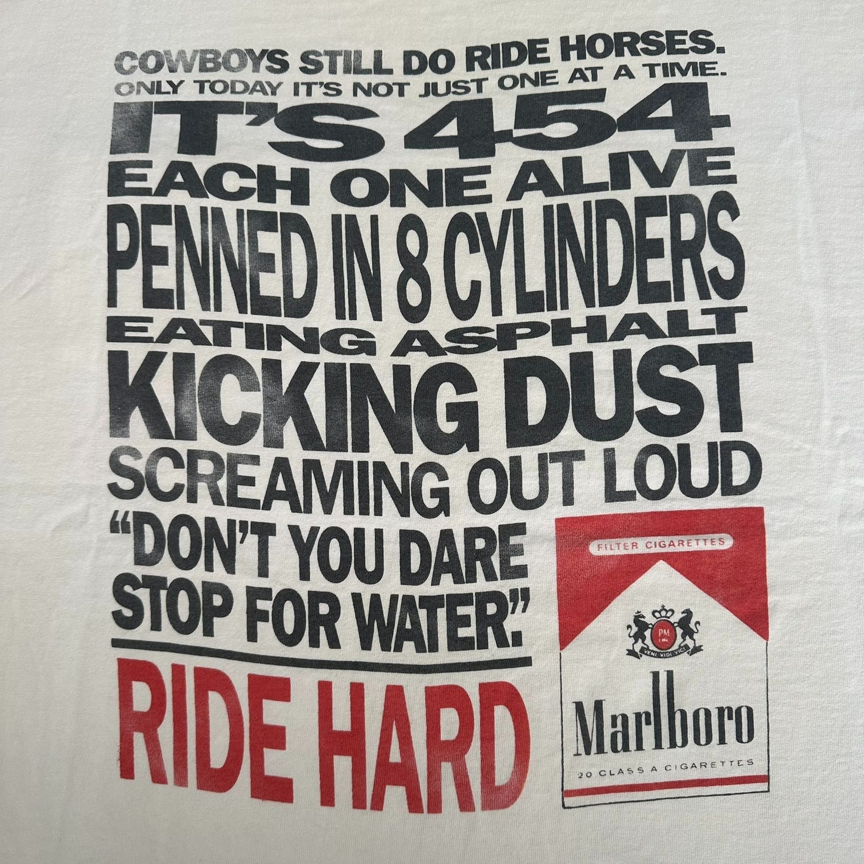 Marlboro Vintage 90s Marlboro Ride Hard T-Shirt Single Stitch Tee Size US XL / EU 56 / 4 - 2 Thumbnail