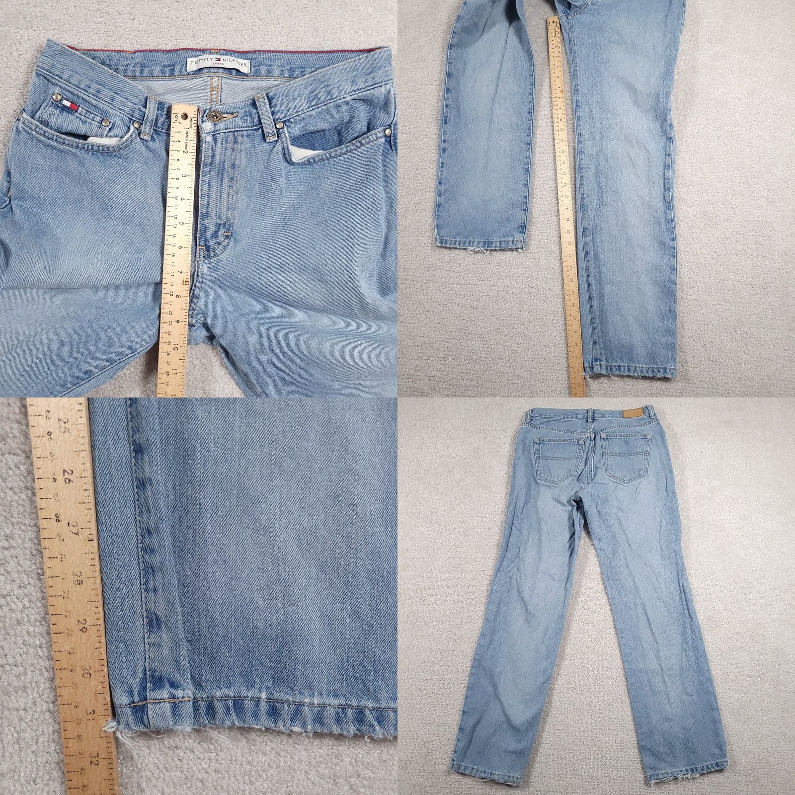 Tommy Hilfiger VINTAGE Tommy Hilfiger Jeans Womens 4 High Rise Straight Leg Denim 90s Distressed Embroidered Logo Button Pocket Mens? Ladies Size 27" / US 4 / IT 40 - 9 Thumbnail