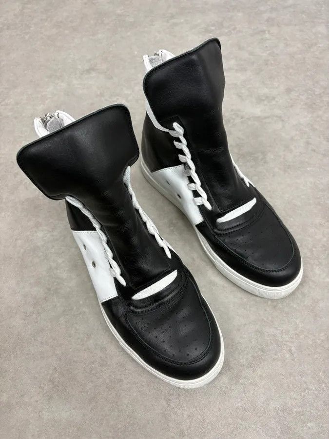 Kris Van Assche Kris Van Assche Black & White Leather High Megalaced Sneakers Size US 8 / EU 41 - 6 Thumbnail