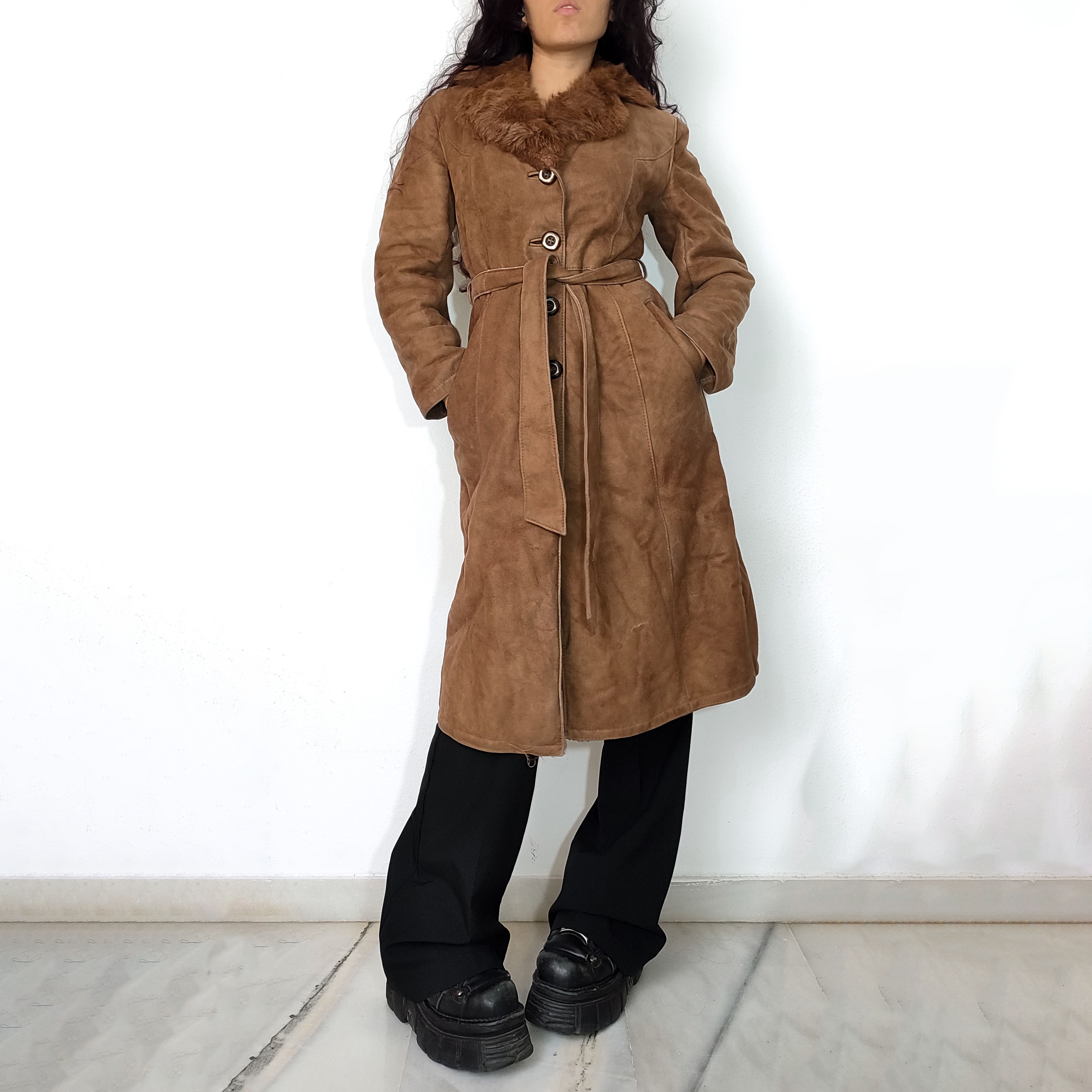 Vintage Vintage 80s Sheepskin Leather Trench Coat Style Size S / US 4 / IT 40 - 1 Thumbnail