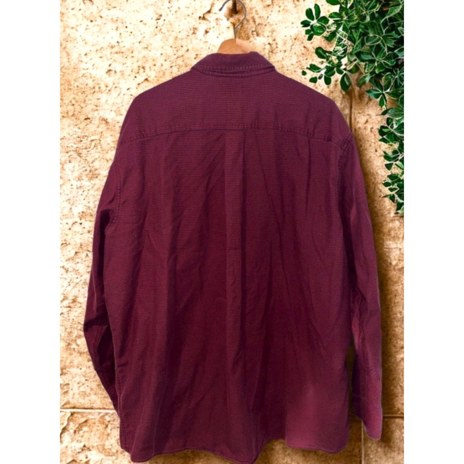 Vintage L.L. Bean Wicked Good Flannel Shirt Mens XL Tall Burgundy Red Houndstooth Button-Down Pocket Classic Outdoor Size US XL / EU 56 / 4 - 3 Thumbnail