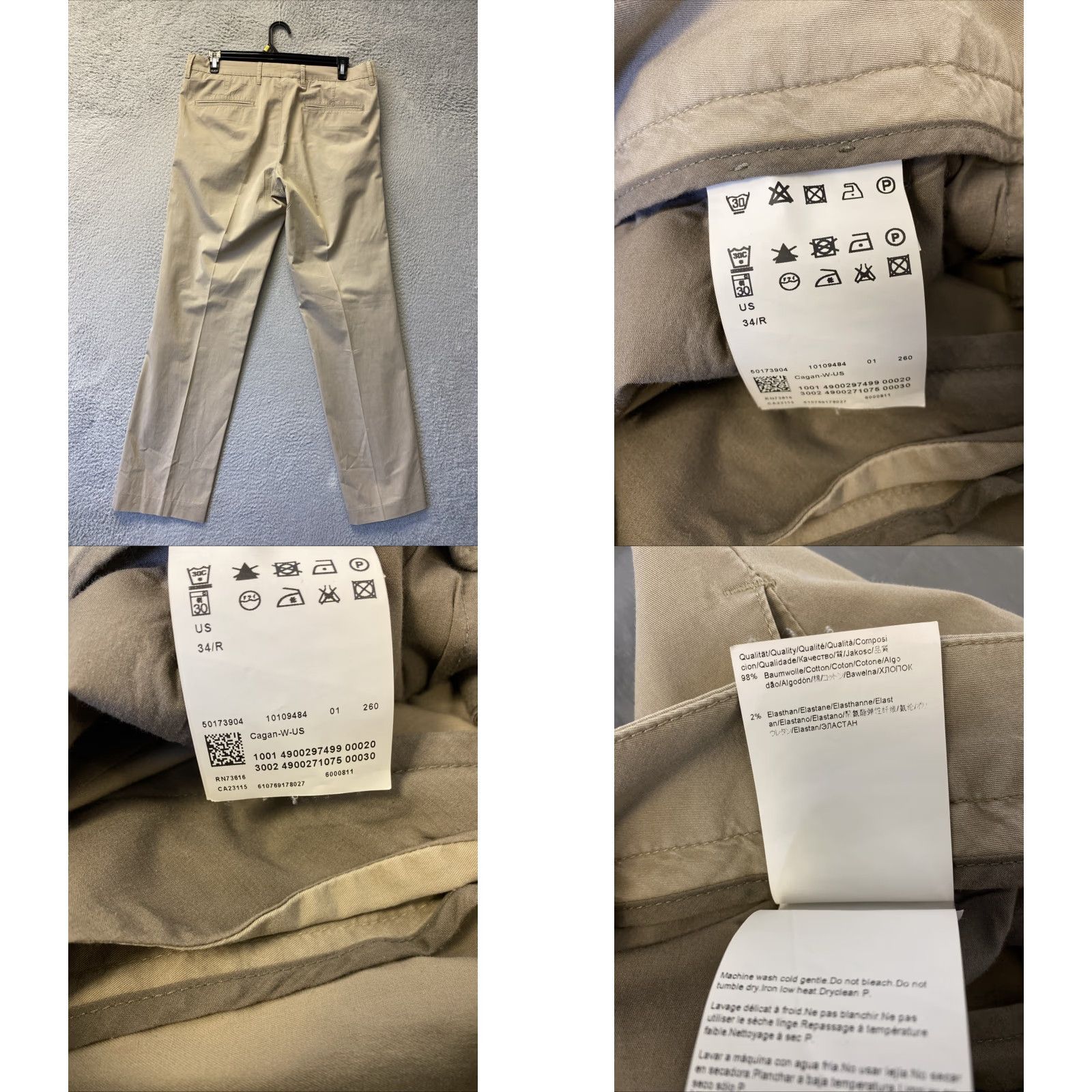 Vintage Hugo Boss Chino Pants Trousers Men’s Zip Solid Tan 34X34 Regular Inseam 34 Pocket Size US 34 / EU 50 - 8 Thumbnail
