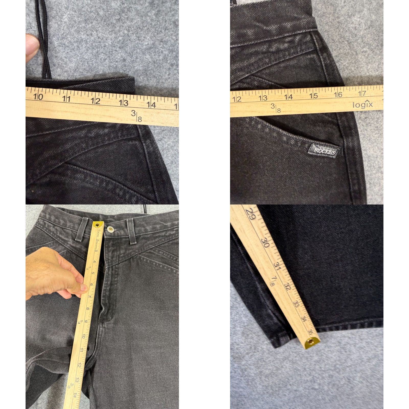 Vintage VINTAGE Rockies Rocky Mountain Jeans Womens 10 Black Denim 90s Western Bareback Pocketed Comfortable/ Breathable Womens 10 Black Rocky Mountain Jeans Size 27" / US 4 / IT 40 - 9 Thumbnail