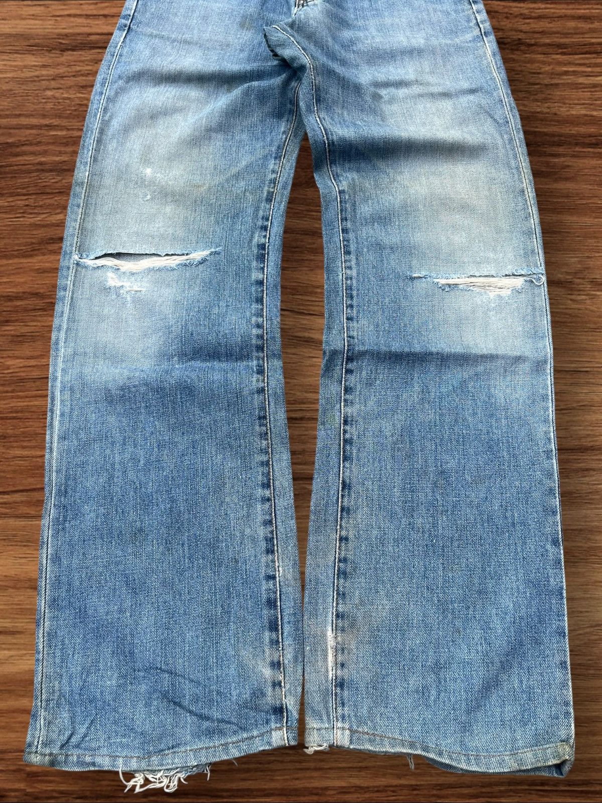 Edwin × Japanese Brand Vintage Japanese Brand Blue Washed Distressed Straight Jeans Size US 28 / EU 44 - 5 Thumbnail