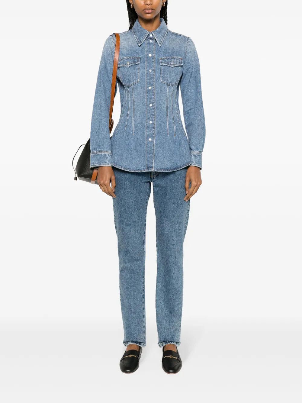 Chloe o1y0825 Denim Shirt in Blue Size M / US 6-8 / IT 42-44 - 4 Thumbnail