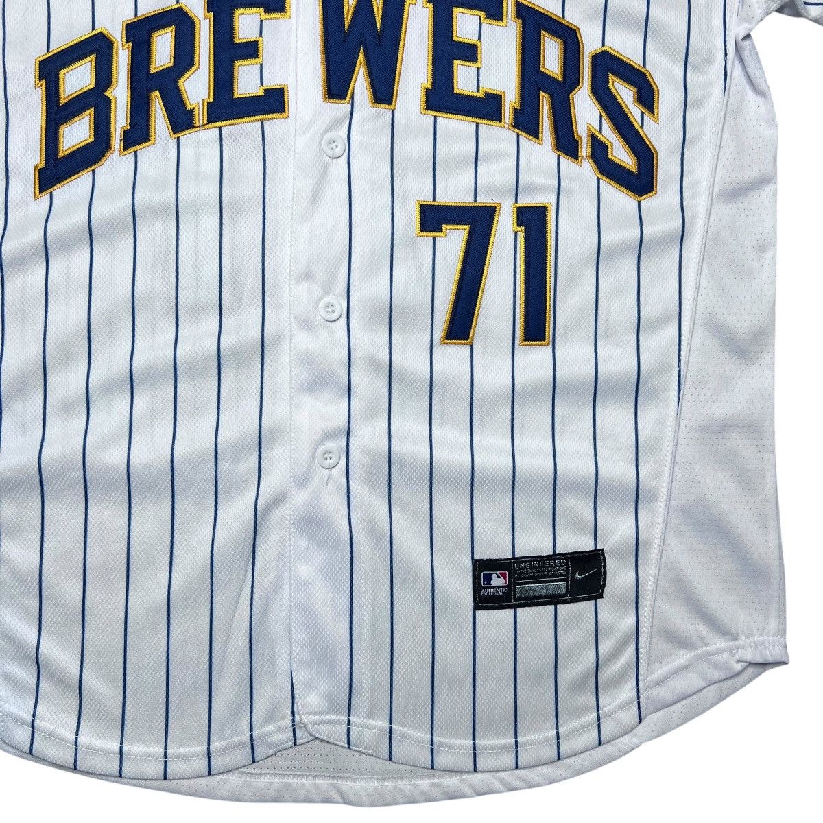 MLB × Nike MLB Milwaukee Brewers Josh Hader 71 Nike Pinstripe Jersey Size US XL / EU 56 / 4 - 5 Thumbnail