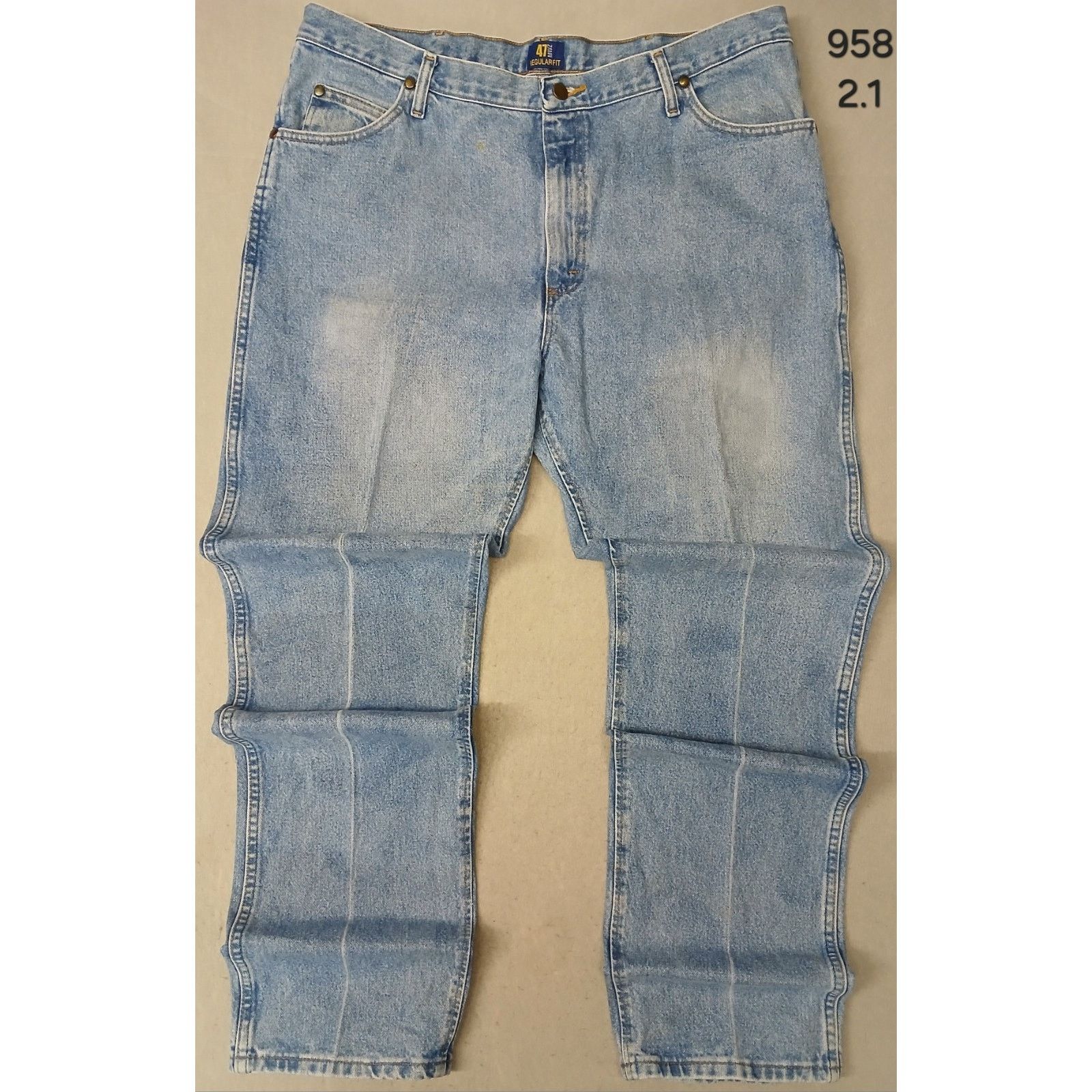 Wrangler Wrangler (40x36) Men's 47 MWZ Regular Fit Blue Denim Jeans Size US 40 / EU 56 - 1 Thumbnail