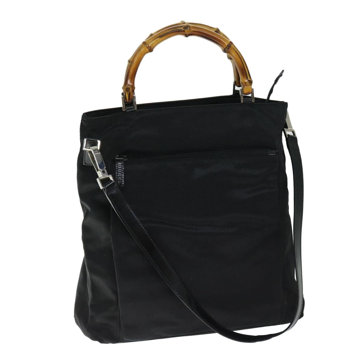 GUCCI Bamboo Hand Bag Nylon Black 002 3754 002 3754