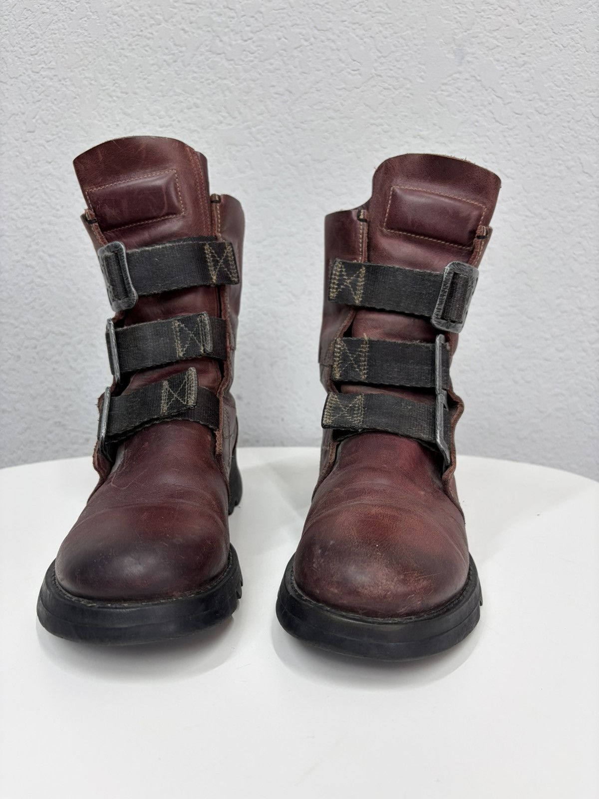 Hedi Slimane Vintage Rick Owens Vibe Leather Combat Biker Boots Archive Size US 6.5 / EU 39-40 - 8 Thumbnail