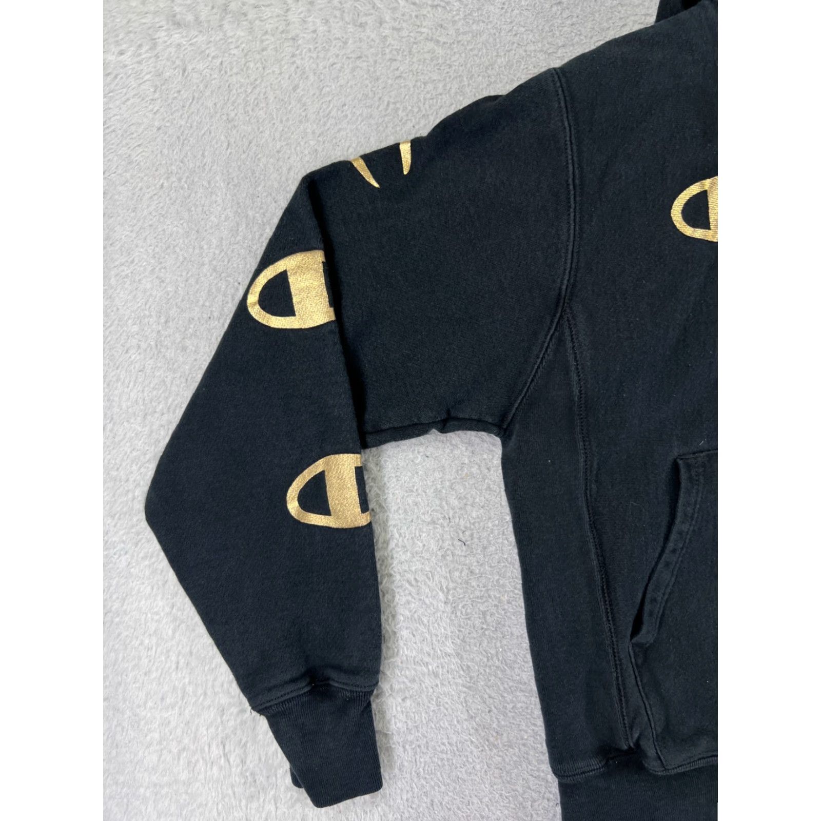 Champion Champion Hoodie Men Adult Small Black Reverse Weave Sweatshirt Logo Pullover Regular Cotton Blend Jersey Knit Size US S / EU 44-46 / 1 - 6 Thumbnail