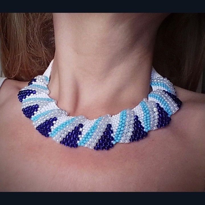 Handmade Necklace Embroidered Beaded Earrings Wavy Super Elegant Size ONE SIZE - 7 Thumbnail