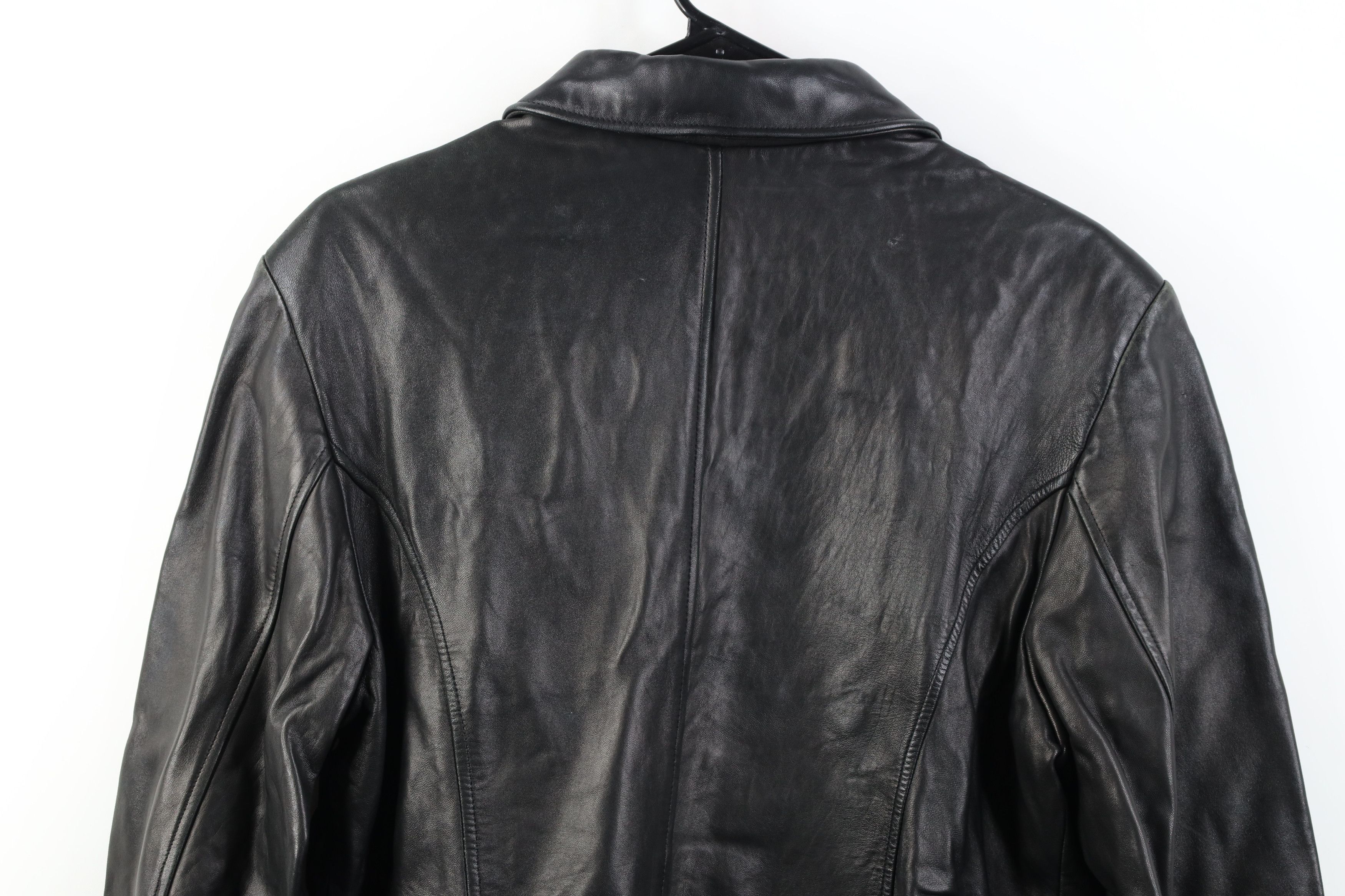 Vintage Vintage 90s Streetwear Soft Leather Collared Jacket Black Size US L / EU 52-54 / 3 - 14 Thumbnail
