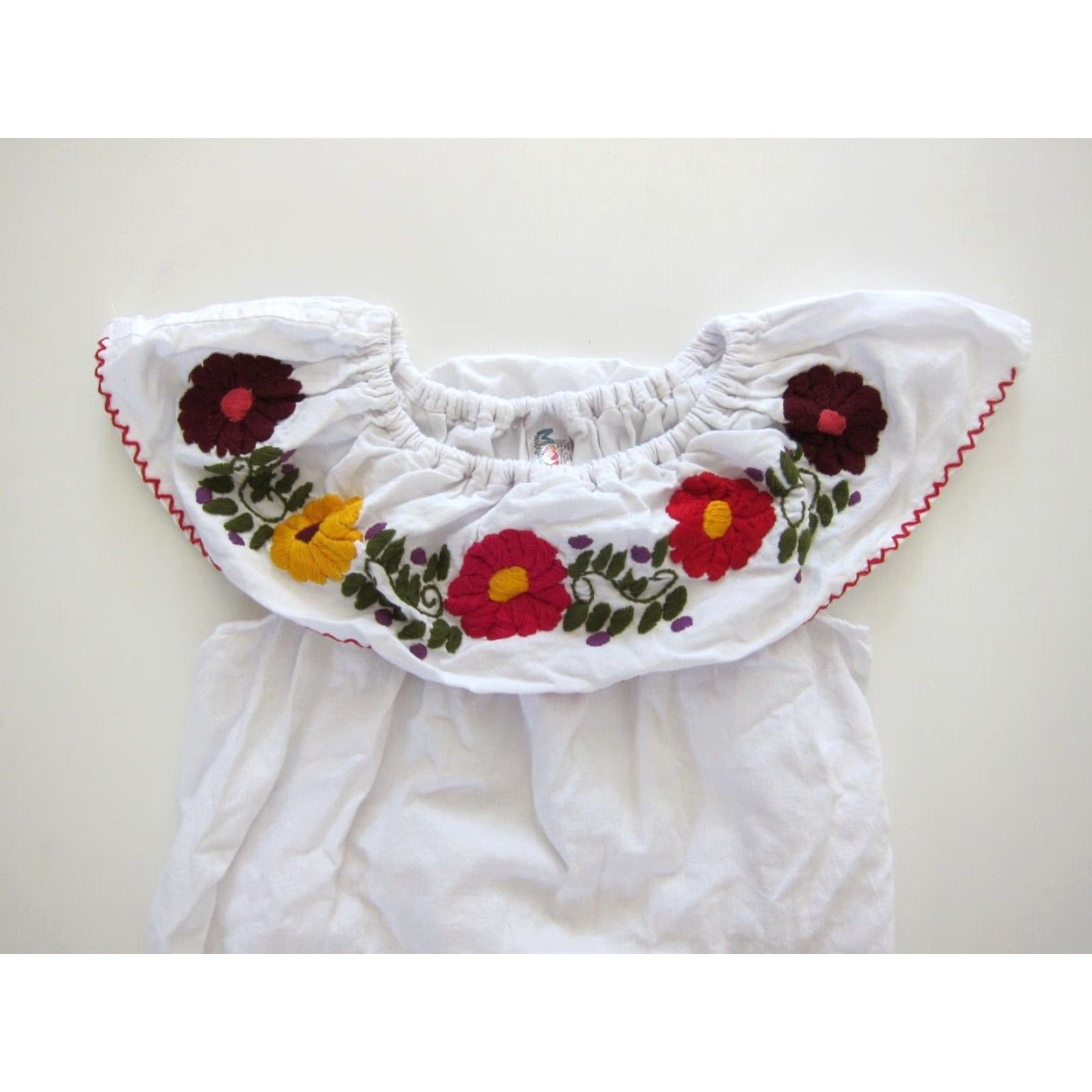 Vintage Vtg Vestidos Artesanales Mexican Cotton White Embroidered Floral Tunic Dress S Size S / US 4 / IT 40 - 3 Thumbnail