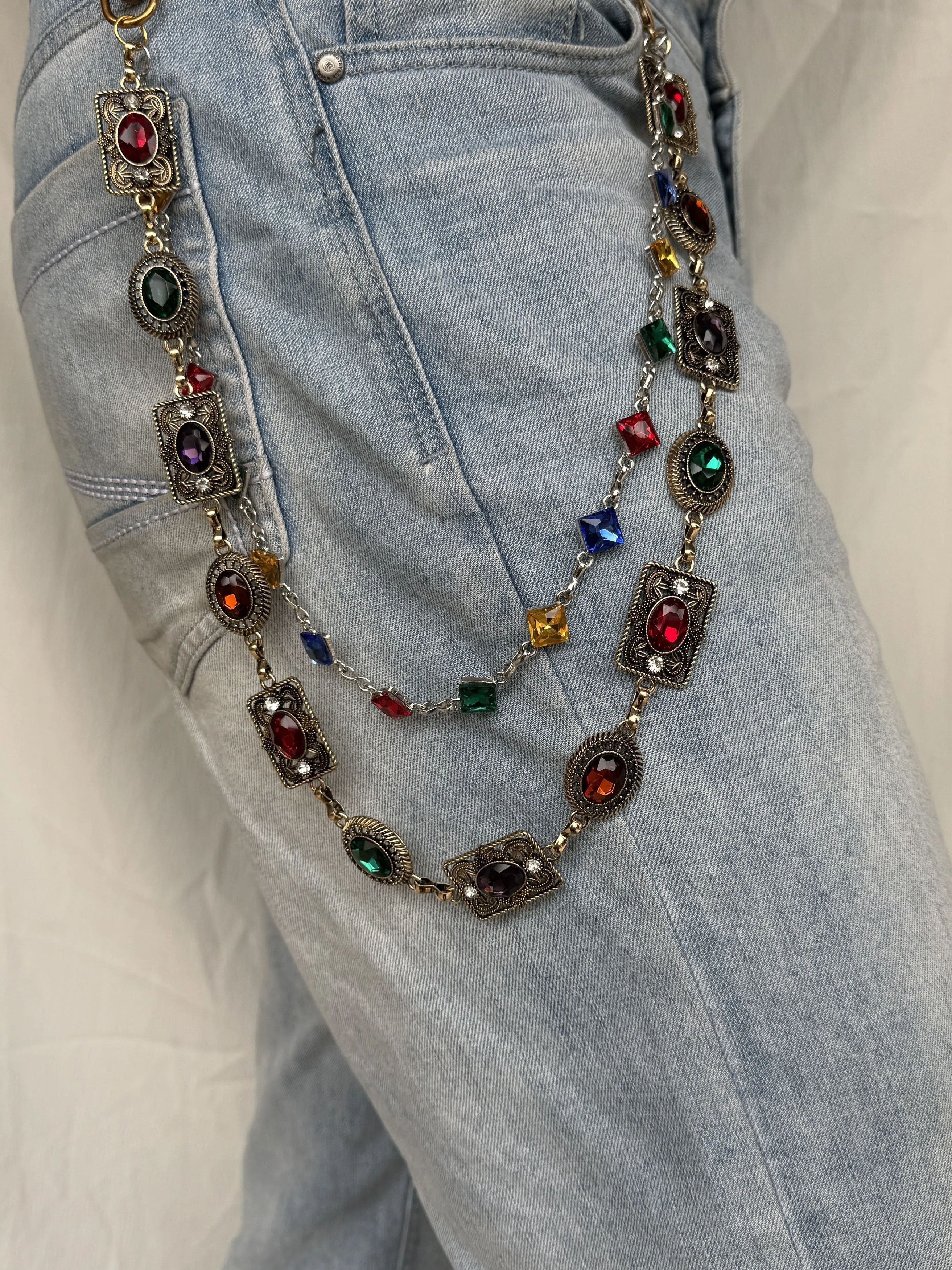 Jewelry Punk Style Double-Layer Pants Chain Silver Metal Size ONE SIZE - 2 Thumbnail