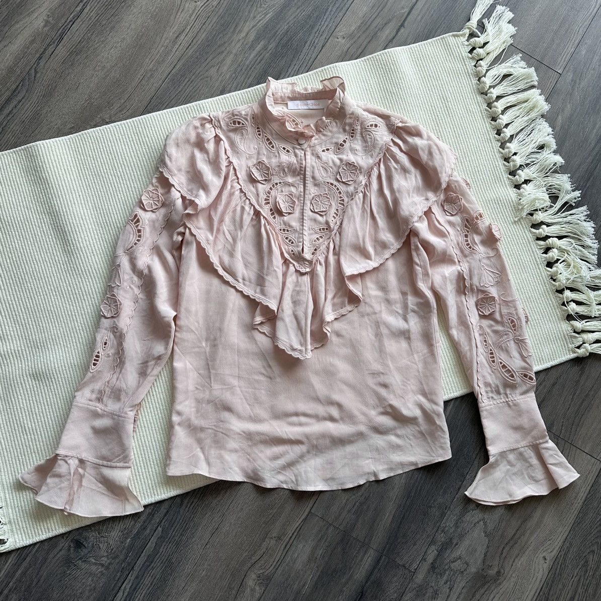 See by Chloe See by Chloe Frill High Neck Ruffled Blouse in Smoky Pink Size XS / US 0-2 / IT 36-38 - 1 Thumbnail