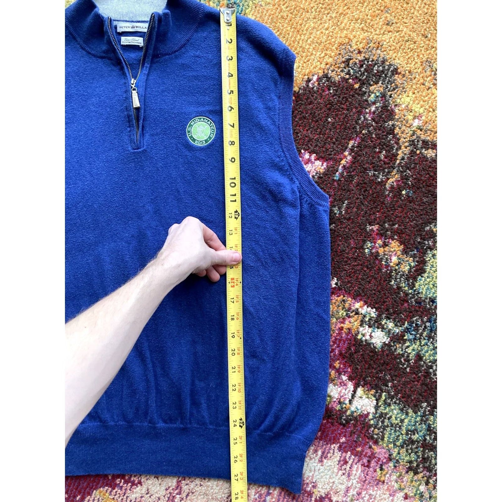 Peter Millar Peter Millar Golf Mens 1/4 Zip Sweater Vest XL Blue Cashmere Cotton Blend Size US XL / EU 56 / 4 - 7 Thumbnail