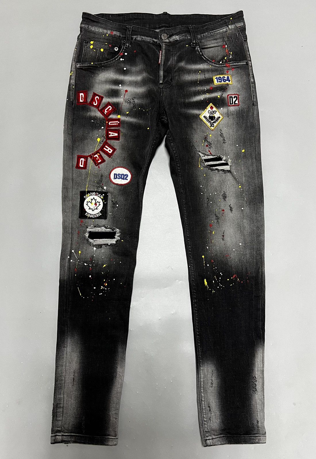 Dsquared2 Dsquared2 Distressed Painted Denim Logo Jeans Size US 32 / EU 48 - 1 Thumbnail