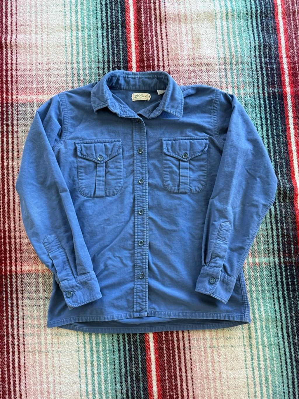 L.L. Bean 70s LL Bean Blue Chamois Shirt 16/L Size L / US 10 / IT 46 - 1 Thumbnail