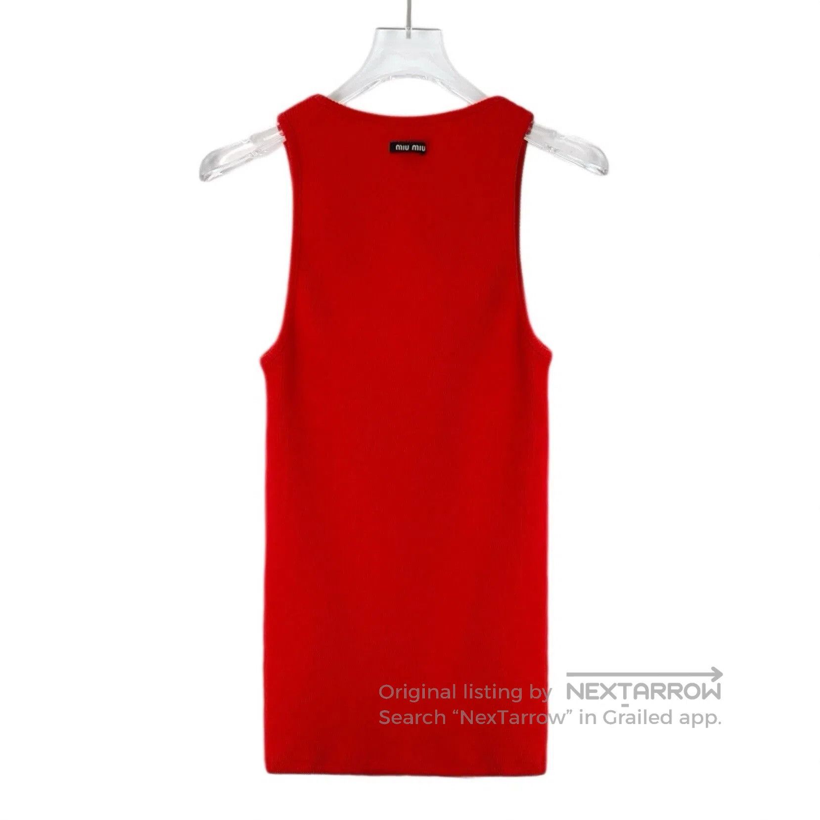 Miu Miu Miu Miu Red Logo Embroidered Cotton Vest. Size S / US 4 / IT 40 - 2 Thumbnail