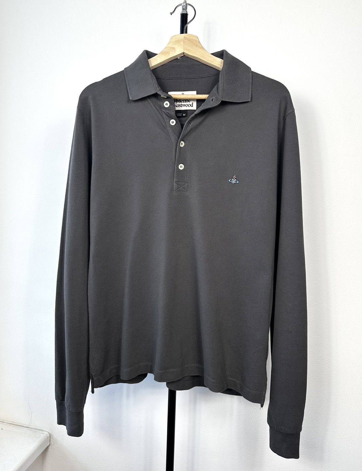 Vivienne Westwood Vivienne Westwood Man Long-Sleeve Orb Polo Shirt Grey M Size US M / EU 48-50 / 2 - 1 Thumbnail