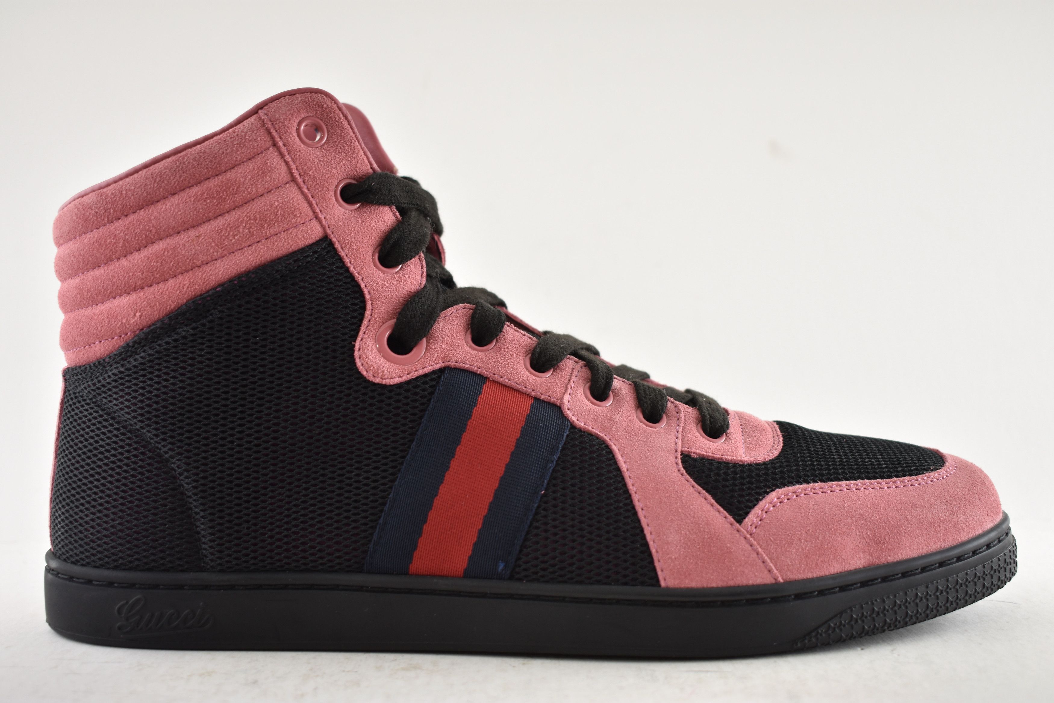 Gucci Gucci Pink Suede GG Logo Flat High Top Sneakers G 9 US 10 Size US 10 / EU 43 - 2 Thumbnail