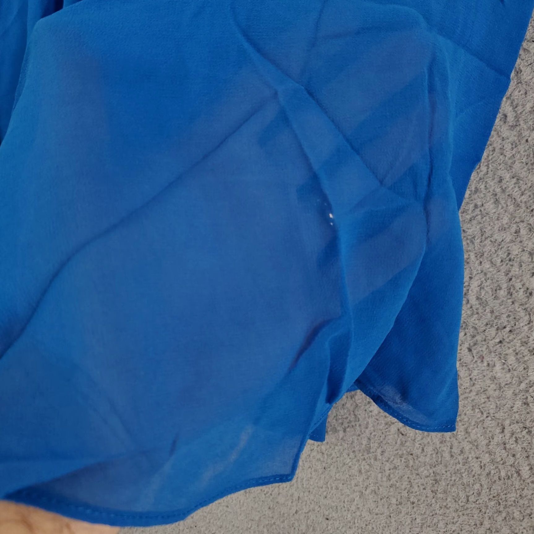 Vintage VINTAGE New Womens Top Size 6 Blue Ruffled Lace Accent Sheer Lined Zipped Back NWT Size M / US 6-8 / IT 42-44 - 6 Thumbnail