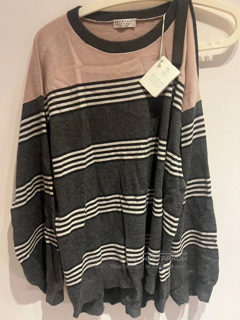 Brunello Cucinelli Brunello Cucinelli Chain Striped Cashmere Sweater Size M / US 6-8 / IT 42-44 - 4 Thumbnail