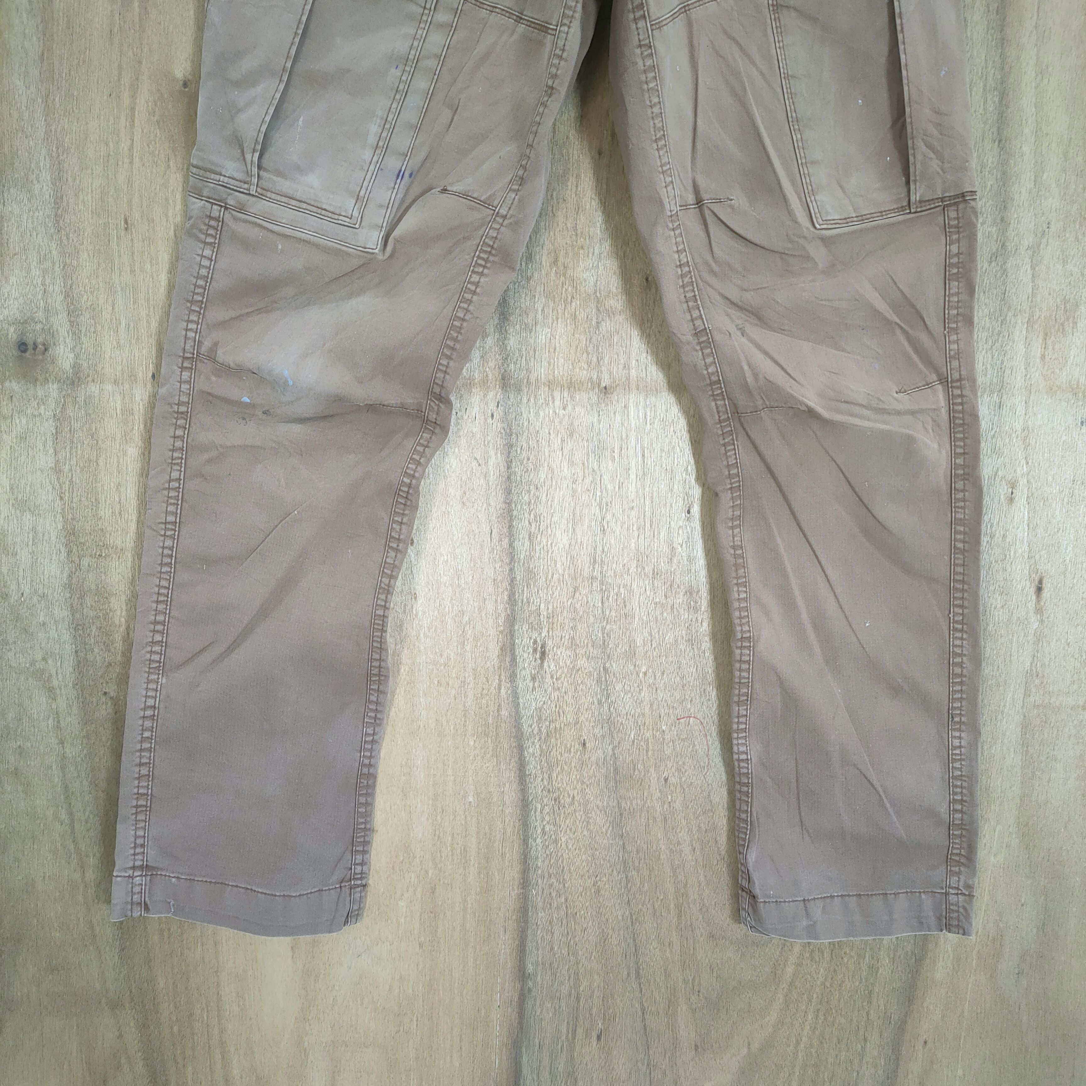 Japanese Brand VINTAGE GENBA BROWN BAGGY CARGO PANTS Size US 31 - 4 Thumbnail