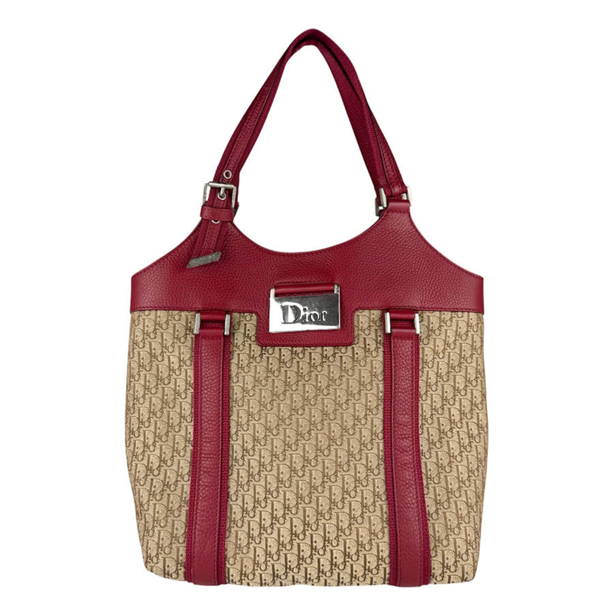 Dior Christian Dior handbag, leather and canvas, red brown, women's, z9180 Size ONE SIZE - 1 Thumbnail