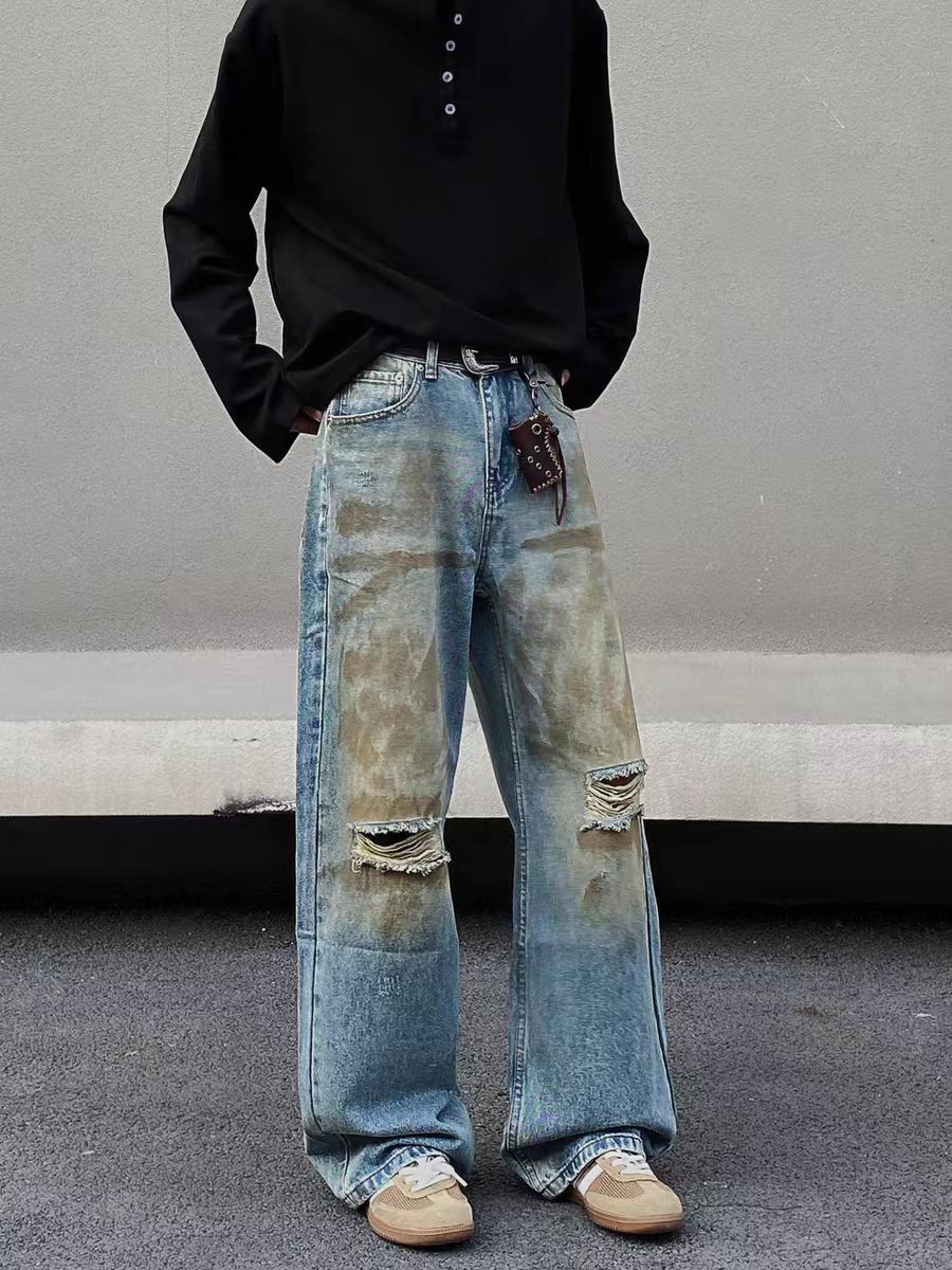 Vintage Vintage dirty-dyed graffiti ripped baggy jeans Size US 30 / EU 46 - 5 Thumbnail
