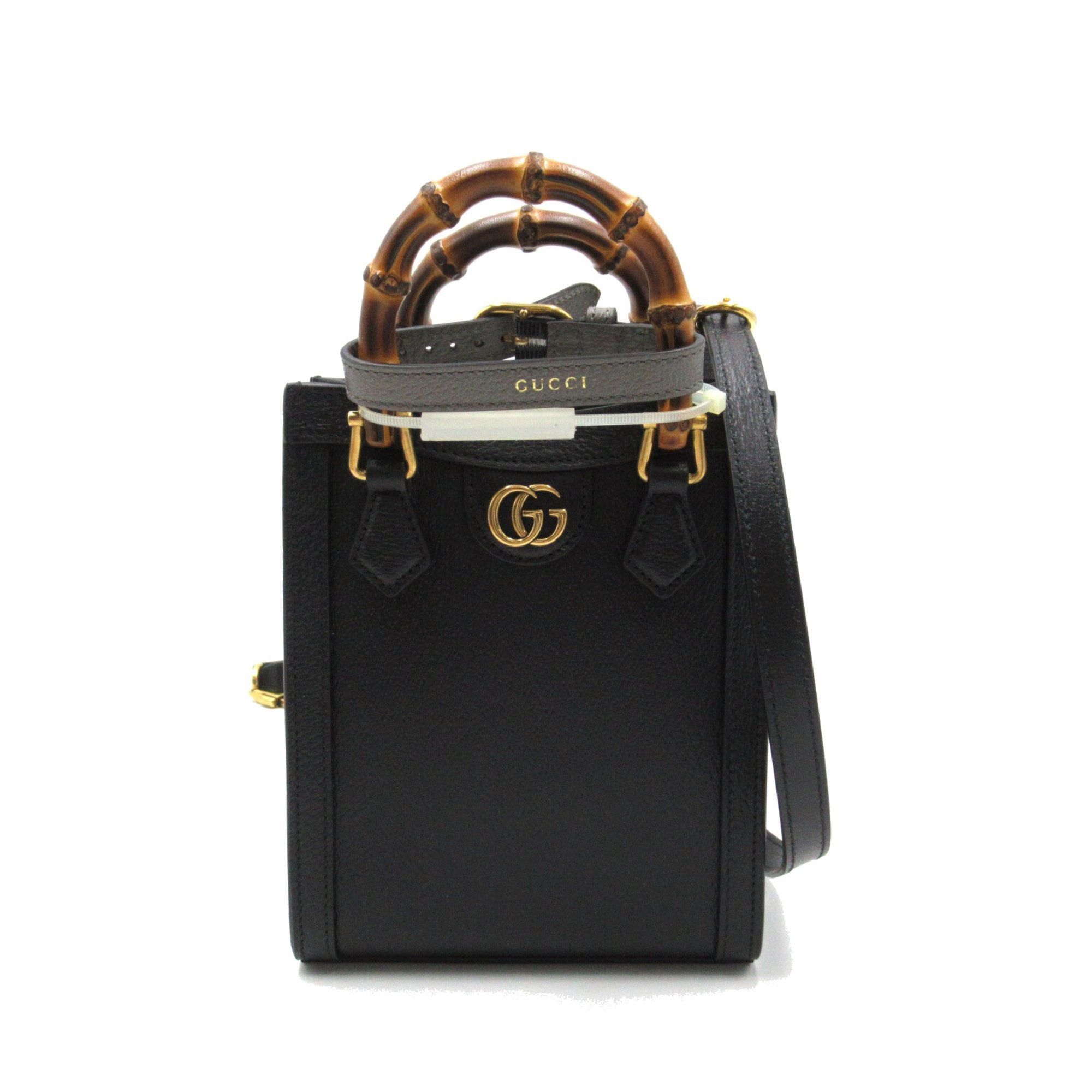 image of Gucci Diana Mini Tote Bag Black Leather 739079Dj24T1092, Women's