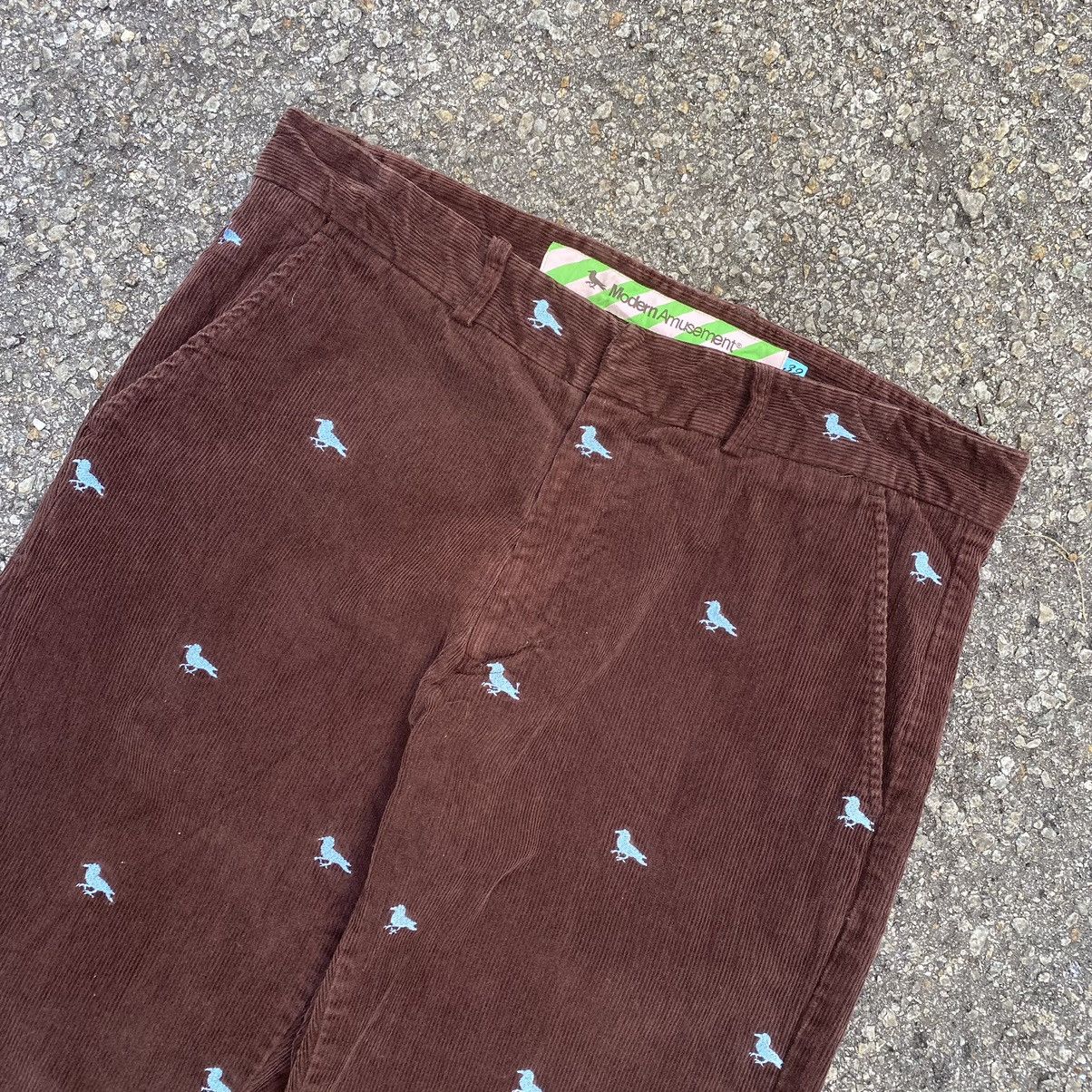 image of Archival Clothing x Modern Amusement Corduroy Pants Embroidered Logo in Dark Brown, Men's (Size 32)