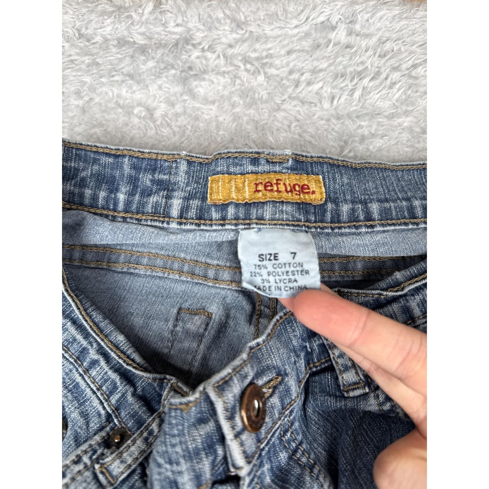Denime Refuge Jeans Bootcut Denim 7 Womens Juniors Regular 31in Blue Distressed 5-Pocket Jeans Women Size 28" / US 6 / IT 42 - 6 Thumbnail