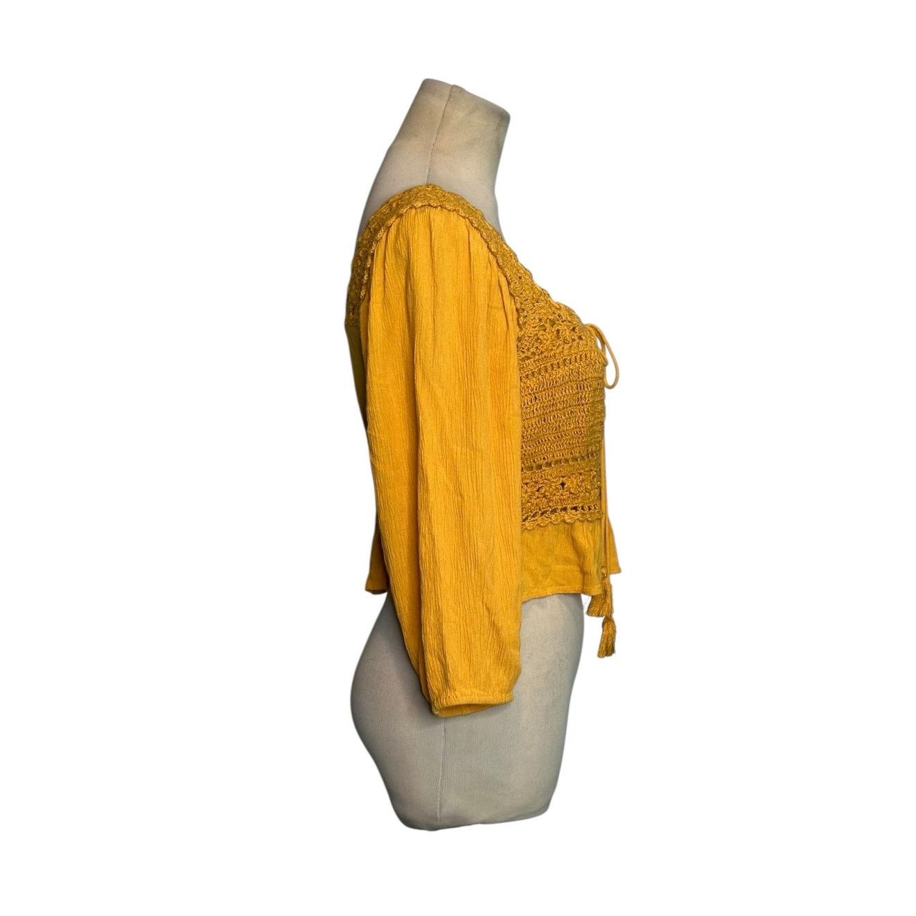 American Eagle Outfitters American Eagle mustard yellow crochet boho blouse size XS Size XS / US 0-2 / IT 36-38 - 7 Thumbnail
