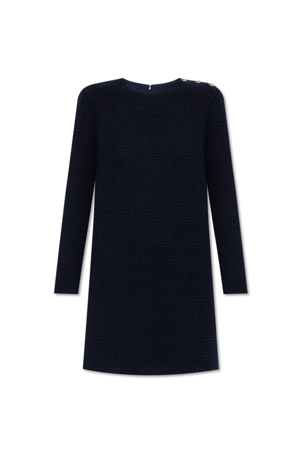 Gucci o1loc1c0226 797358 Checked Boucle Wool Dress in Navy Blue Size S / US 4 / IT 40 - 1 Thumbnail