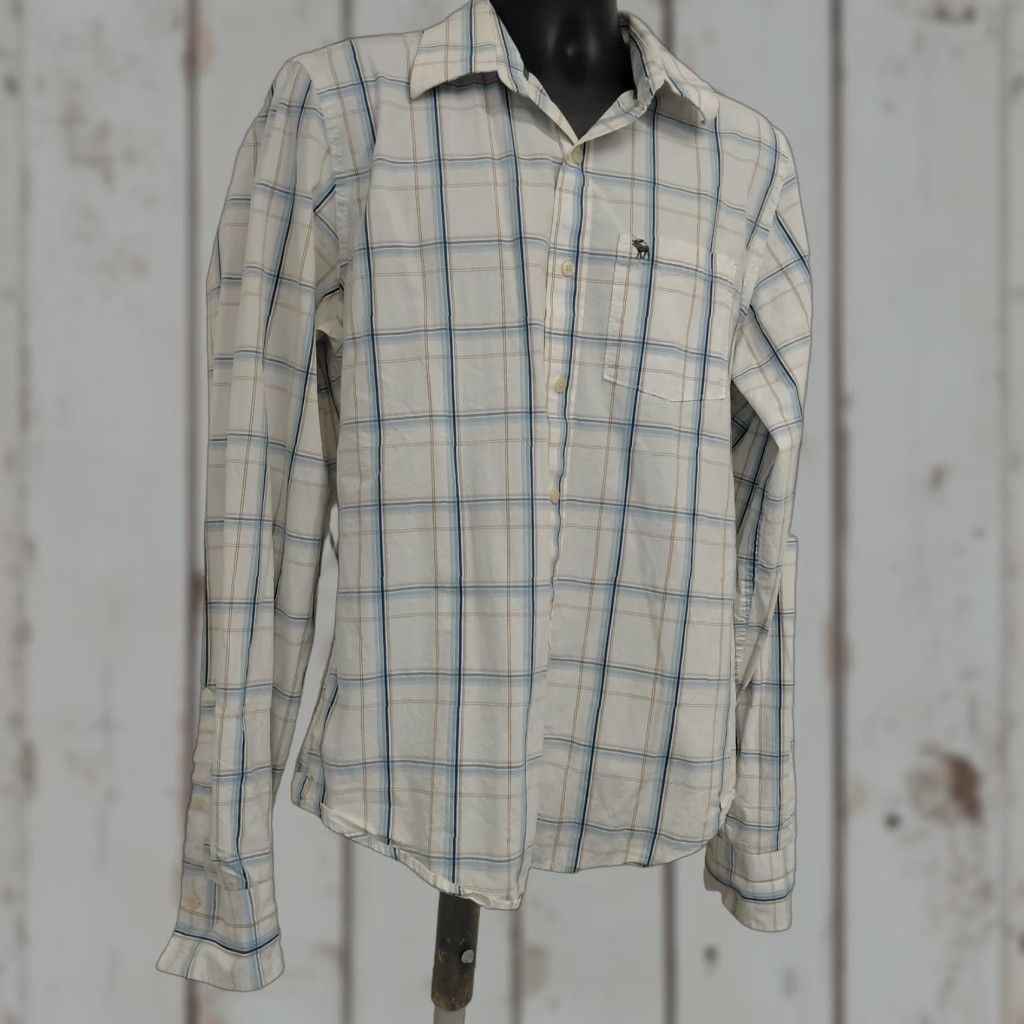 Abercrombie & Fitch Abercrombie And Fitch Muscle Shirt Men's XXL White Plaid Long Sleeve Button-Up Size US XXL / EU 58 / 5 - 1 Thumbnail