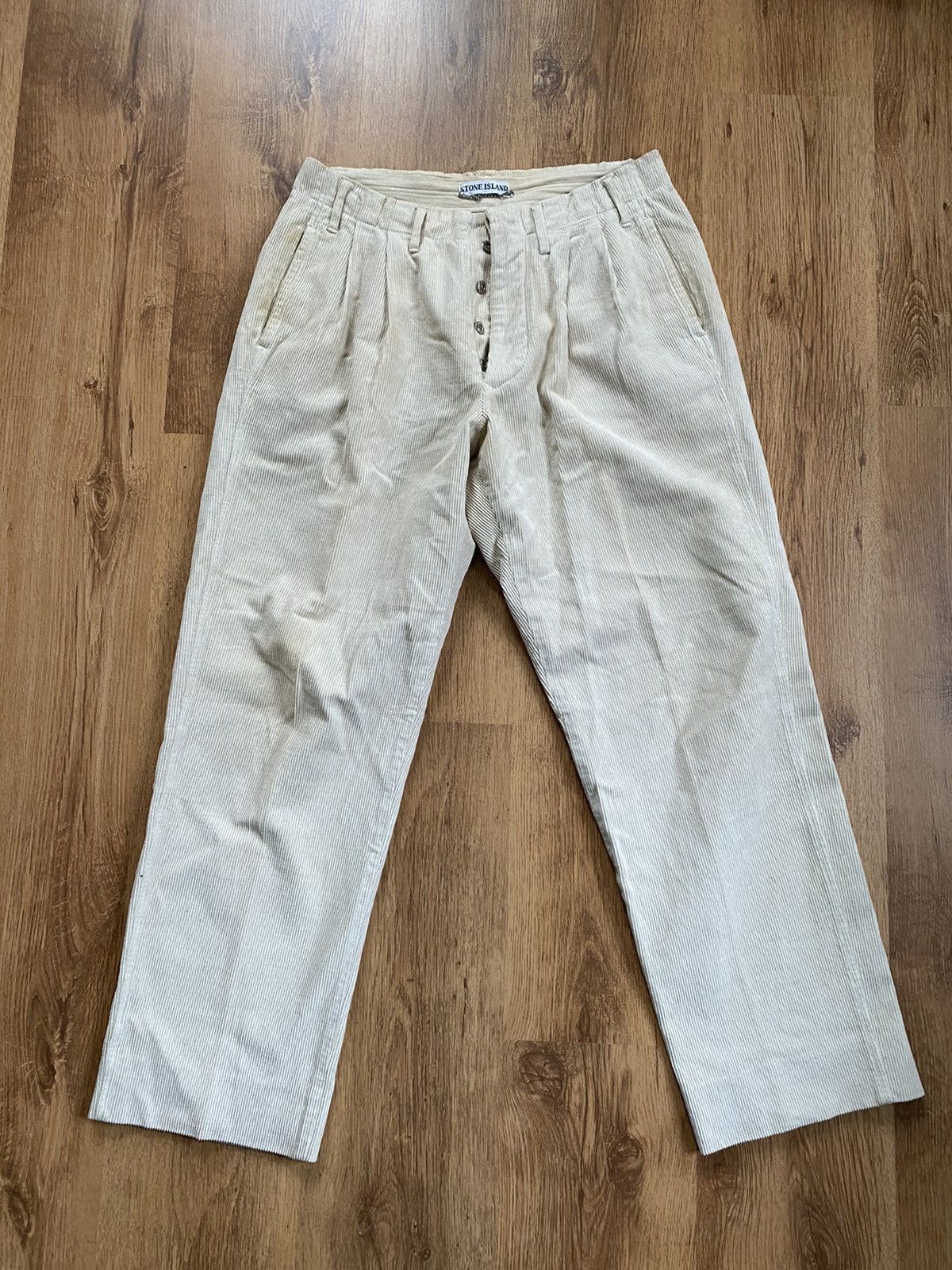 image of Archival Clothing x Stone Island Vintage 90's Stone Island Velvet Pants in Sand, Men's (Size 33)