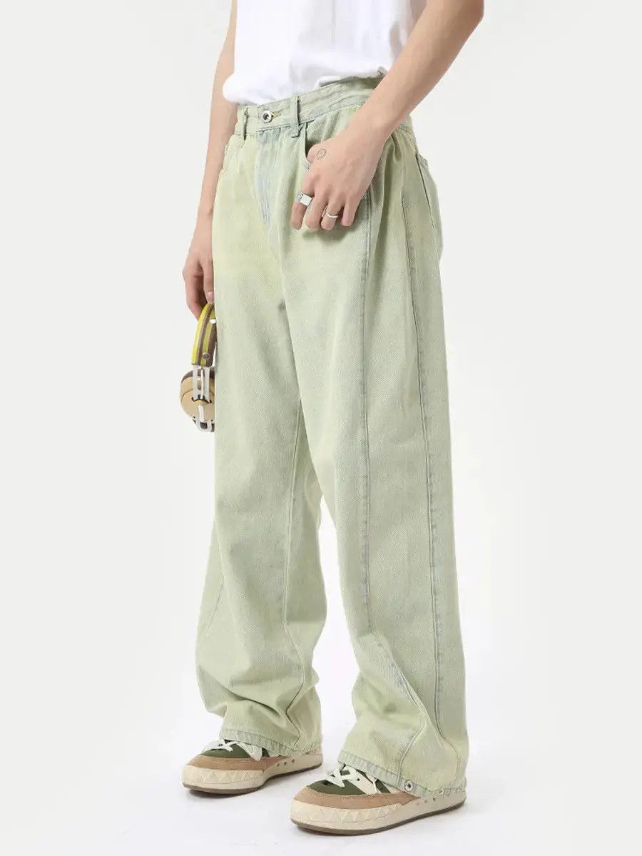 Japanese Brand Retro loose straight leg wide leg patchwork jeans Size US 32 / EU 48 - 1 Thumbnail