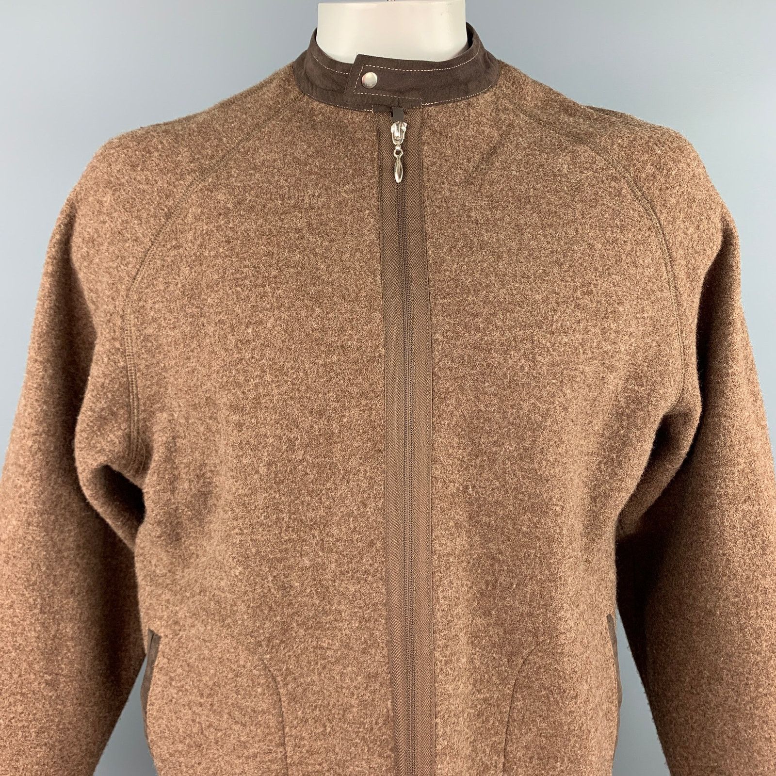 Other RYAN ROBERTS Size L Brown Wool Zip Up Jacket Size US L / EU 52-54 / 3 - 2 Thumbnail