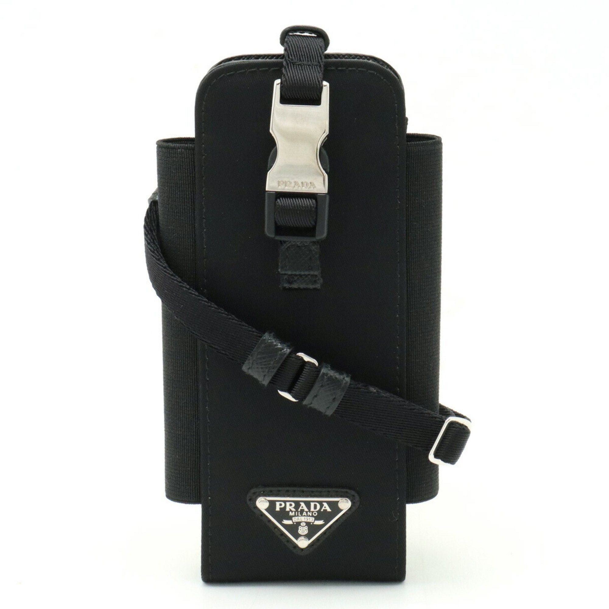 image of Prada Tessuto Triango Smartphone Case Mobile Iqos Neck Strap Nylon Nero Black Boutique Purchased It