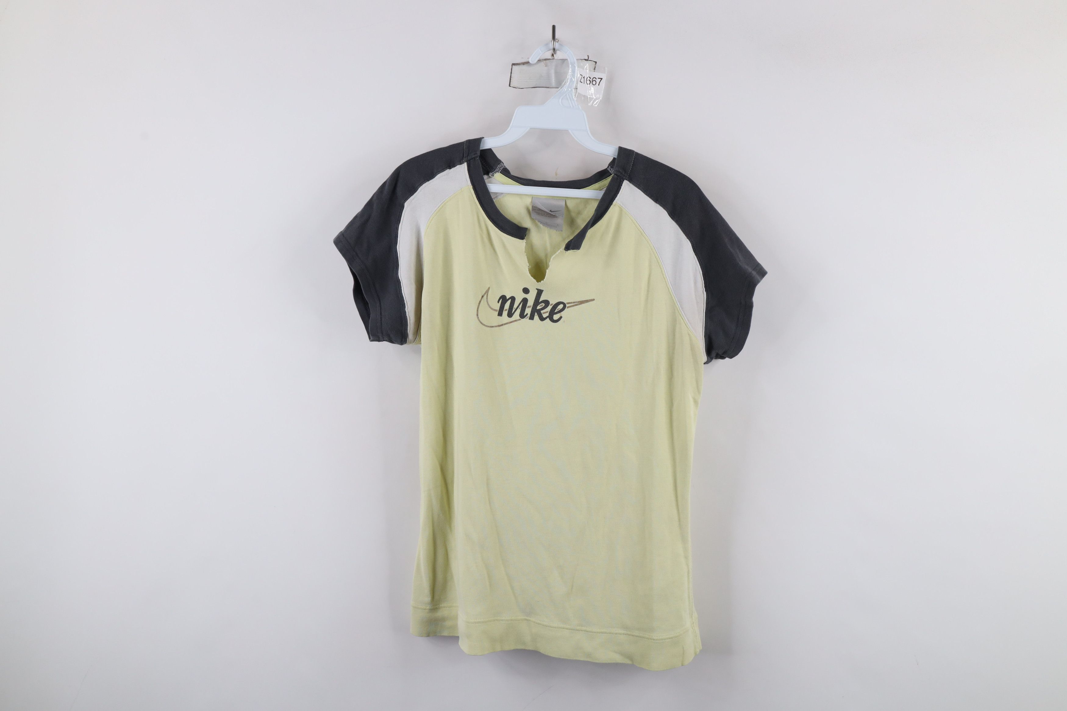 Nike × Vintage Vintage Y2K Nike Travis Scott Big Swoosh Ribbed T-Shirt Size L / US 10 / IT 46 - 1 Thumbnail