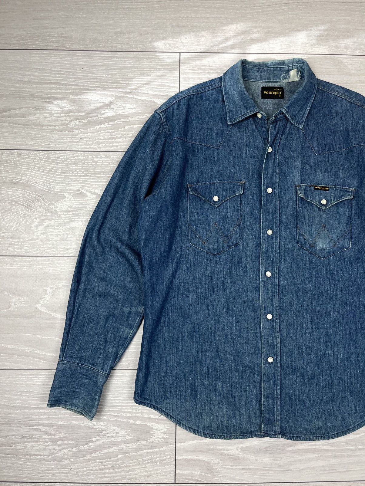 Wrangler Wrangler Vintage 80s Blue Denim Rancho Shirt L Size Size US L / EU 52-54 / 3 - 4 Thumbnail